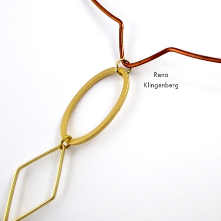 Attaching geometric links to neckwire for Geometric Waterfall Neckwire, Two Ways - Tutorial by Rena Klingenberg