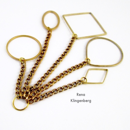 Connecting chains with geometric links - for Geometric Waterfall Neckwire, Two Ways - Tutorial by Rena Klingenberg